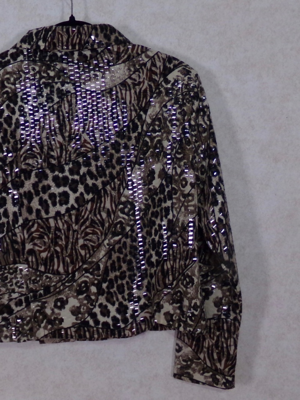 NWT Jacket’s Galore by John Farah Tiger/Leopard Jacket Scale Like Shine Size M - Picture 6 of 10